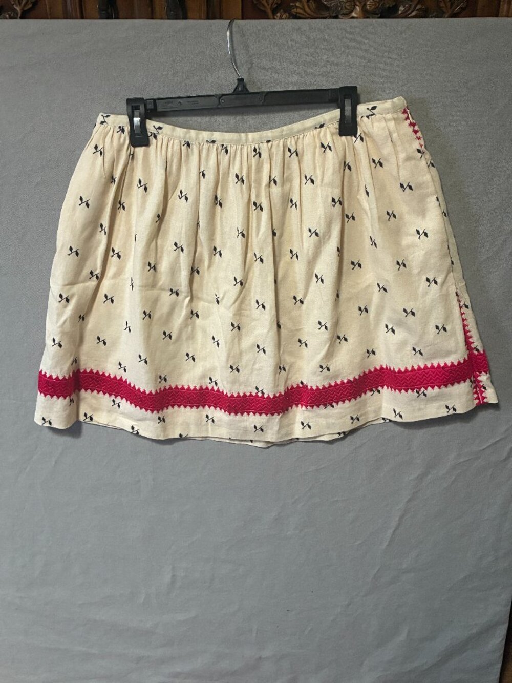 Madewell Embroidery Linen Blend Peasant Skirt Pockets Lined Boho Women Size 12